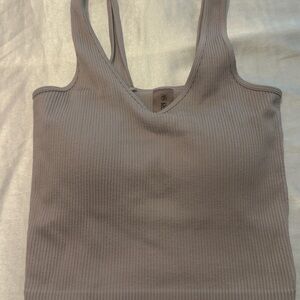 Altar'd State Gray Ribbed Tank Top